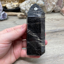 Bild in Galerie-Viewer laden, Black Tourmaline with Hematite and Feldspar Tower #01