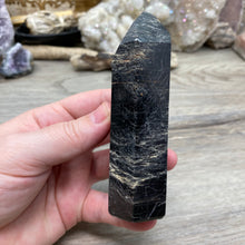 Bild in Galerie-Viewer laden, Black Tourmaline with Hematite and Feldspar Tower #01