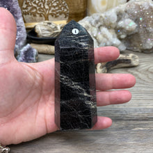 Bild in Galerie-Viewer laden, Black Tourmaline with Hematite and Feldspar Tower #01