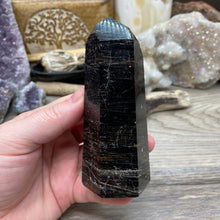 Bild in Galerie-Viewer laden, Black Tourmaline with Hematite and Feldspar Tower #02