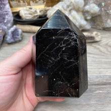 Bild in Galerie-Viewer laden, Black Tourmaline with Hematite and Feldspar Tower #05