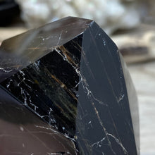 Bild in Galerie-Viewer laden, Black Tourmaline with Hematite and Feldspar Tower #05