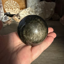将图像加载到图库查看器中,Gold Sheen Obsidian 54mm Sphere #03
