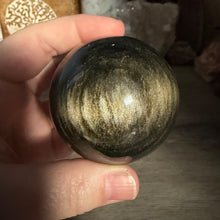 Chargez l'image dans la visionneuse de la galerie, Gold Sheen Obsidian 57mm Sphere #05