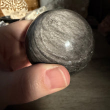 将图像加载到图库查看器中,Silver Sheen Obsidian 60mm Sphere #06