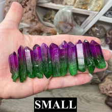 Load image into Gallery viewer, Enhanced Quartz Points - Purple and Green Aura