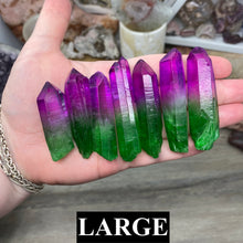 Load image into Gallery viewer, Enhanced Quartz Points - Purple and Green Aura