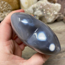 Load image into Gallery viewer, Orca ~ Blue Agate Heart Palm Stone #02