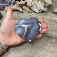 Load image into Gallery viewer, Orca ~ Blue Agate Heart Palm Stone #02