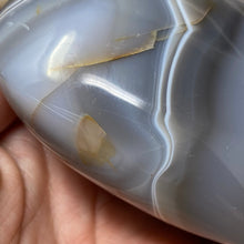 Load image into Gallery viewer, Orca ~ Blue Agate Heart Palm Stone #02