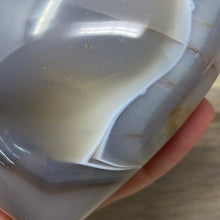 Load image into Gallery viewer, Orca ~ Blue Agate Heart Palm Stone #02
