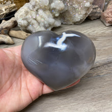 Load image into Gallery viewer, Orca ~ Blue Agate Heart Palm Stone #03