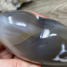 Load image into Gallery viewer, Orca ~ Blue Agate Heart Palm Stone #03