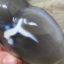 Load image into Gallery viewer, Orca ~ Blue Agate Heart Palm Stone #03