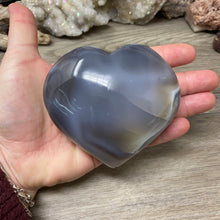 Load image into Gallery viewer, Orca ~ Blue Agate Heart Palm Stone #02