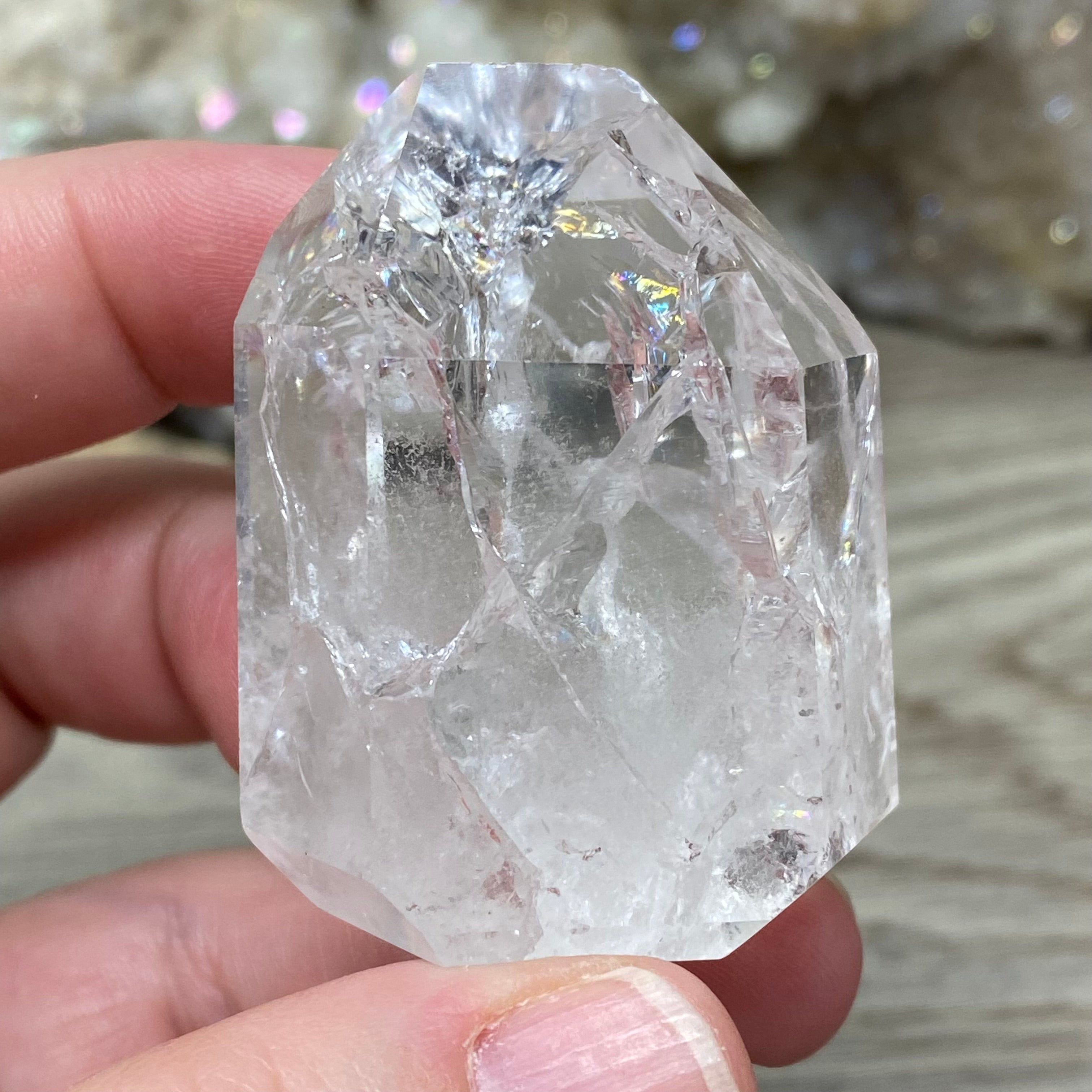 Quartz Point, Fire and Ice Quartz, Rainbow Quartz Point , Crackled Clear 2024 Quartz Tower, Grade A, Brazilian Crystal, Quartz,