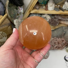 Load and play video in Gallery viewer, Selenite Peach Large Sphere #04