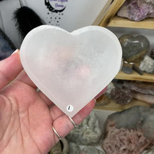 Load and play video in Gallery viewer, Selenite 3.5" Heart Bowl #01