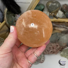 Load and play video in Gallery viewer, Selenite Peach Large Sphere #08
