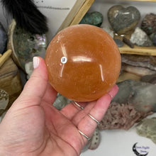 Load and play video in Gallery viewer, Selenite Peach Large Sphere #10