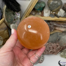 Load and play video in Gallery viewer, Selenite Peach Large Sphere #02