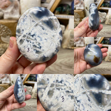 Load image into Gallery viewer, Orca ~ Blue Agate Palm Stones