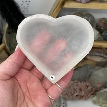 Load and play video in Gallery viewer, Selenite 3.5" Heart Bowl #04