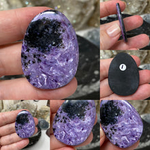 Load image into Gallery viewer, Charoite with Obsidian Backed Large Cabochons