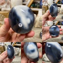 Load image into Gallery viewer, Orca ~ Blue Agate Palm Stones