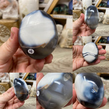 Load image into Gallery viewer, Orca ~ Blue Agate Palm Stones