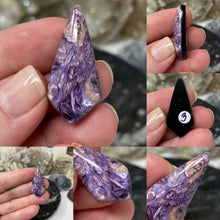 Load image into Gallery viewer, Charoite with Obsidian Backed Doublet Cabochons