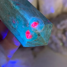 Load image into Gallery viewer, Ruby and Kyanite in Fuchsite Tower #01