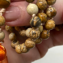 Load image into Gallery viewer, Picture Jasper 108 6mm Beads Handmade with Orange Tassel