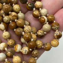 Load image into Gallery viewer, Picture Jasper 108 6mm Beads Handmade with Orange Tassel