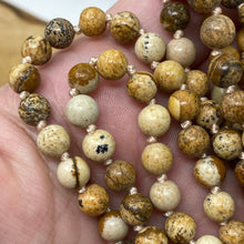 Load image into Gallery viewer, Picture Jasper 108 6mm Beads Handmade with Orange Tassel