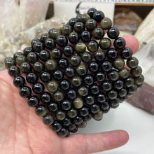 Load image into Gallery viewer, Gold Sheen Obsidian 8mm Stretch Bracelets