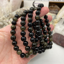 Load image into Gallery viewer, Gold Sheen Obsidian 8mm Stretch Bracelets