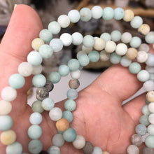Load image into Gallery viewer, Matte Black Gold Amazonite and Amethyst 108 6mm Beads Handmade with Light Green Tassel