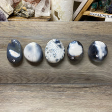 Load image into Gallery viewer, Orca ~ Blue Agate Palm Stones