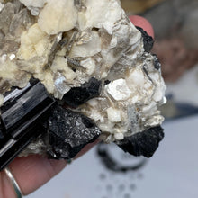 Chargez l'image dans la visionneuse de la galerie, Black Tourmaline with Feldspar, Muscovite and Garnet Rough #05