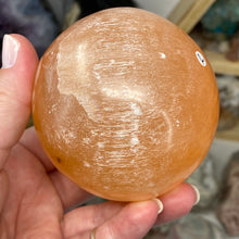 Load image into Gallery viewer, Selenite Peach Large Sphere #02