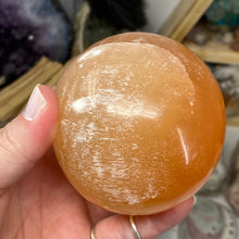 Load image into Gallery viewer, Selenite Peach Large Sphere #04