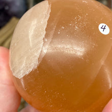 Load image into Gallery viewer, Selenite Peach Large Sphere #04