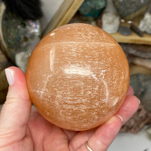 Load image into Gallery viewer, Selenite Peach Large Sphere #06