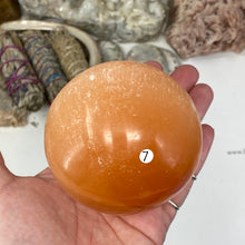 Load image into Gallery viewer, Selenite Peach Large Sphere #07