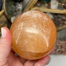 Load image into Gallery viewer, Selenite Peach Large Sphere #09
