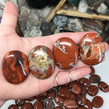 Load image into Gallery viewer, Brecciated Red Jasper Pillow Palm Stones