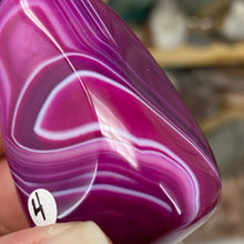 将图像加载到图库查看器中,Pink Banded Agate Palm Stone #04