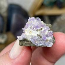Chargez l'image dans la visionneuse de la galerie, Amethyst Crystals on Sparkling Quartz Chalcedony - India Specimen #06