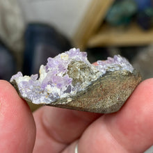 Chargez l'image dans la visionneuse de la galerie, Amethyst Crystals on Sparkling Quartz Chalcedony - India Specimen #06